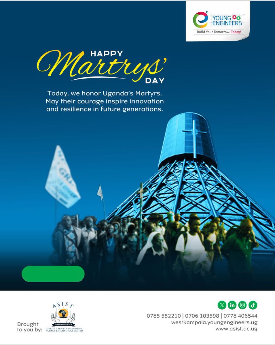Today, we honor the bravery &amp; sacrifice of Uganda's martyrs. May their legacy inspire us to pursue innovation, excellence &amp; service to others!
#UgandaMartyrsDay #YoungEngineers #FaithAndInnovation #STEMEducation