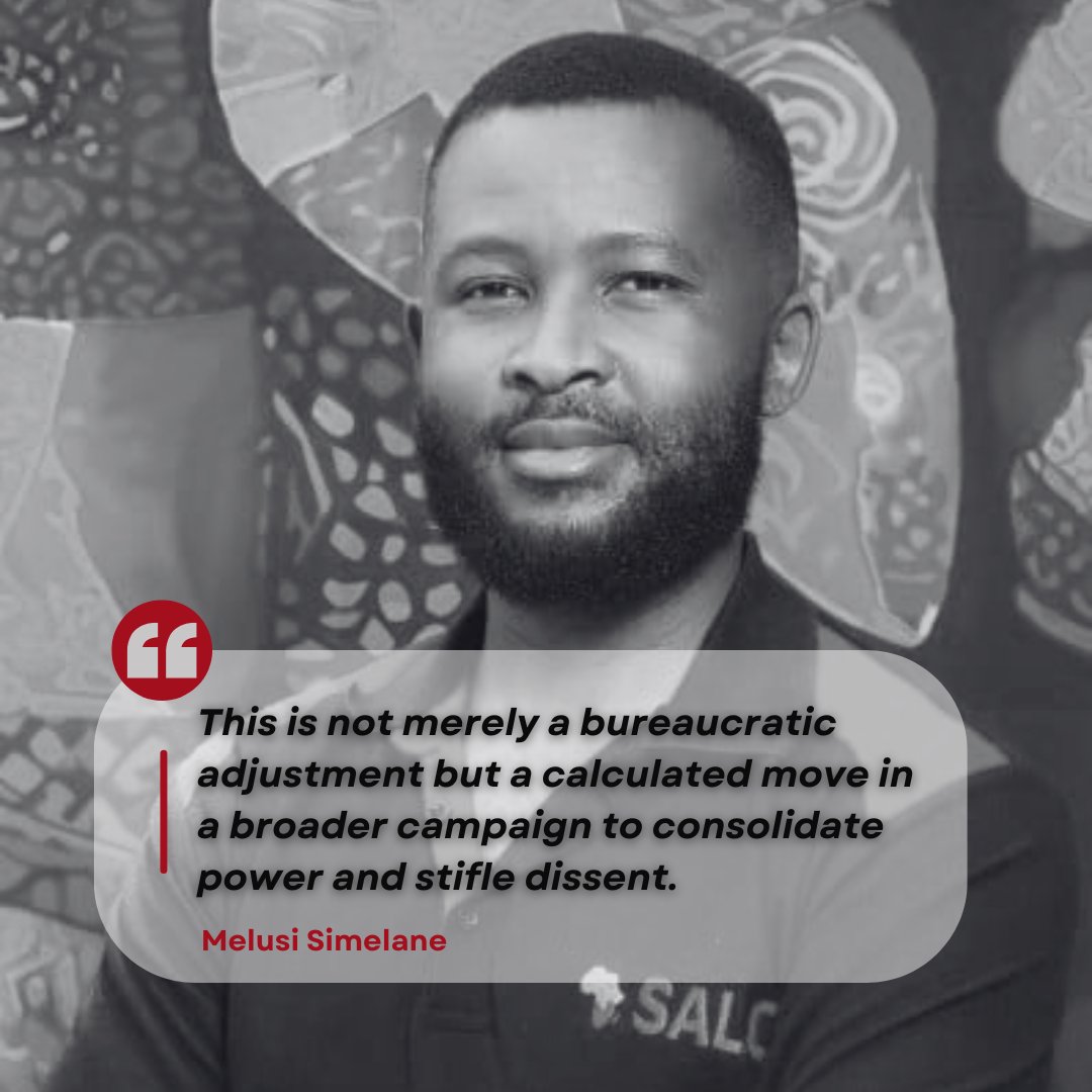 SALC (@follow_salc) on Twitter photo Zimbabwe’s new PVO Amendment Act grants sweeping powers to shut down NGOs under vague terms like "public morality" or "economic interests.”
Read more from SALC’s <a href="/MelusiSiboniso/">Melusi Simelane</a> on how democracy is being strangled under legal cover: tinyurl.com/msndc9m4
#DefendCivicSpace Zimbabwe’s new PVO Amendment Act grants sweeping powers to shut down NGOs under vague terms like "public morality" or "economic interests.”
Read more from SALC’s <a href="/MelusiSiboniso/">Melusi Simelane</a> on how democracy is being strangled under legal cover: tinyurl.com/msndc9m4
#DefendCivicSpace