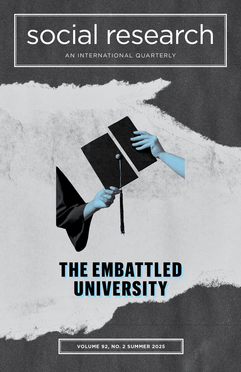 SocResJournal's tweet image. Our Summer 2025 issue “The Embattled University” is out, a little bit ahead of schedule! 🎉🎉 It is available to read on @ProjectMUSE 🔗 muse.jhu.edu/issue/54948
@JHUPress
@NSSRNews