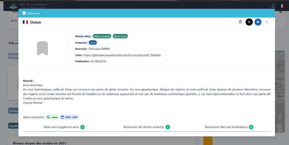 [Définition] La base de connaissance eau et biodiversité vous propose des définitions avec pour objectif d’accompagner le visiteur en proposant des définitions sélectionnées et optimisées sur les thématiques de l’eau et de la biodiversité.
 C'est ici ➡️ base-connaissance.eauetbiodiversite.fr