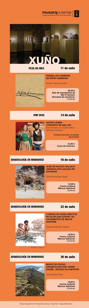 Esta é a programación do #musarqourense para este mes de xuño. 😃