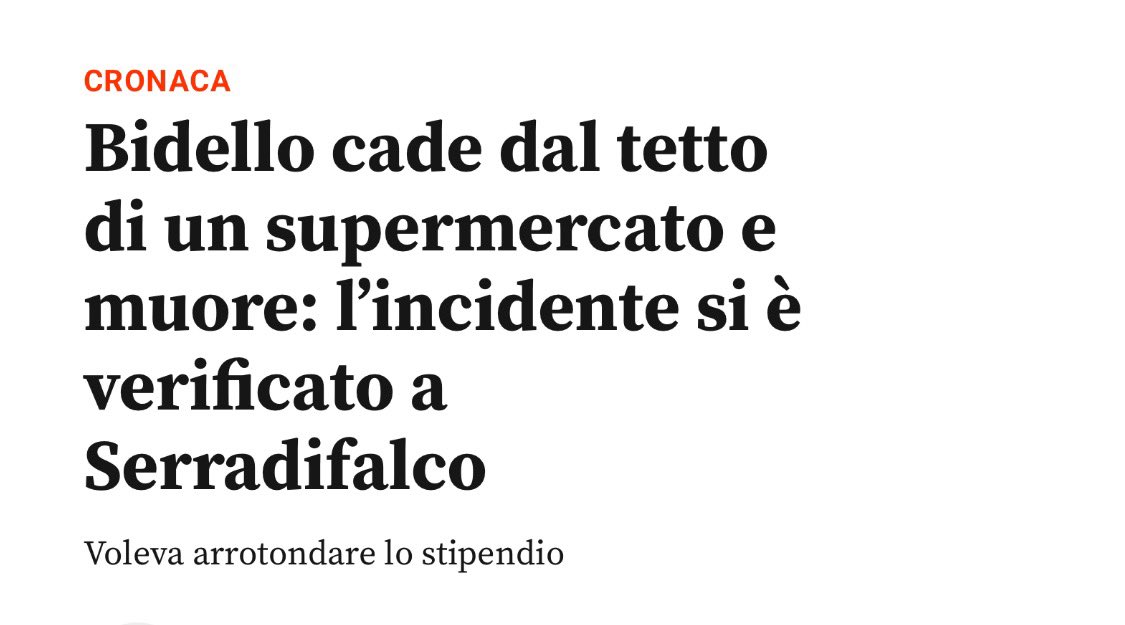 Frances99687883's tweet photo. È accaduto due settimane fa a #Serradifalco (CL).Salvatore Cumbo,55 anni,uno stipendio da #bidello che non bastava a mantenere la famiglia e lavori in nero senza sicurezza per arrotondare: il nuovo miracolo economico italiano! #mortisullavoro #referendum2025 #Calderone #Meloni https://t.co/zMjFn1H0Nz