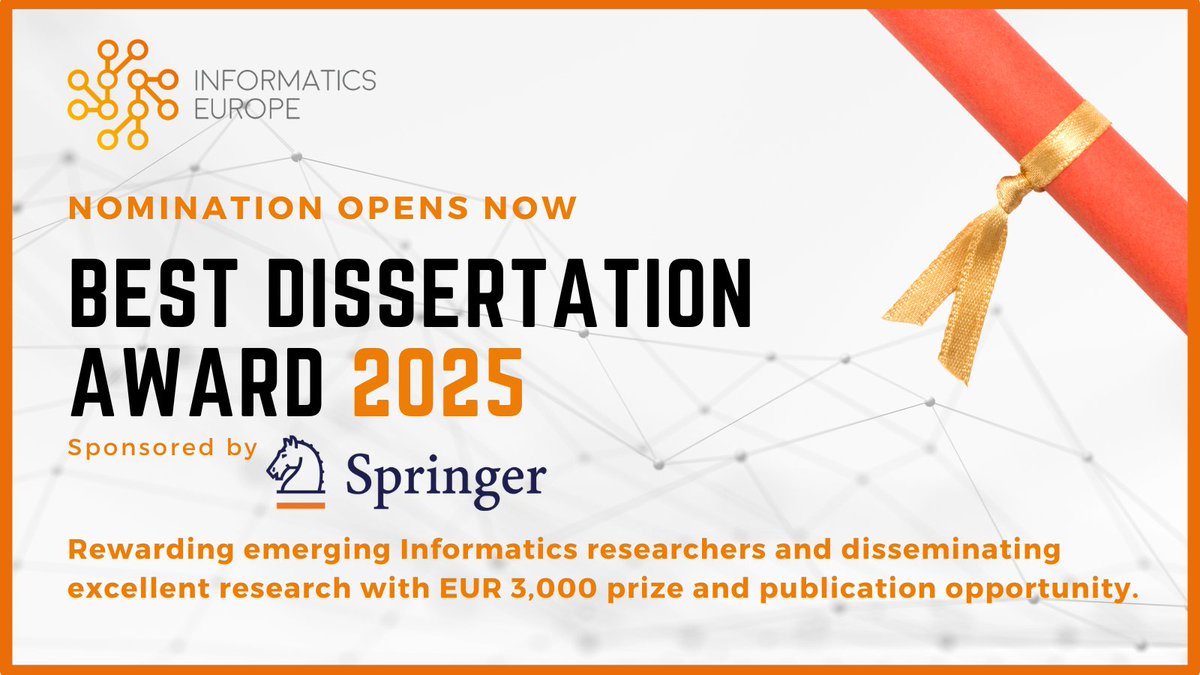 🟠 | Se amplía el plazo de nominación para el Premio a la Mejor Tesis Doctoral en Informática de Informatics Europe 2025.

🔗 Noticia: coddii.org/se-amplia-el-p…