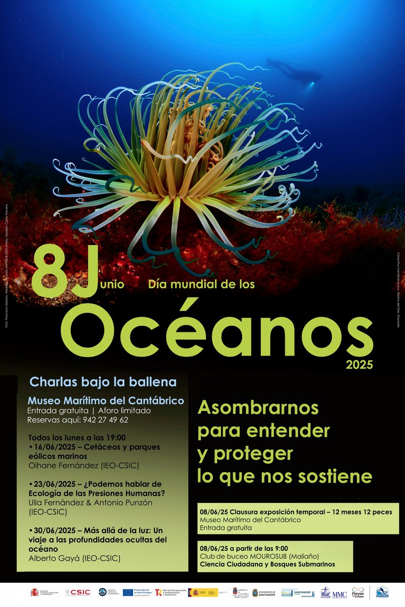 El Centro Oceanográfico de Santander se vuelca en la celebración del Día Mundial de los Océanos del 8 de junio.

Toda la información de nuestras actividades aquí: