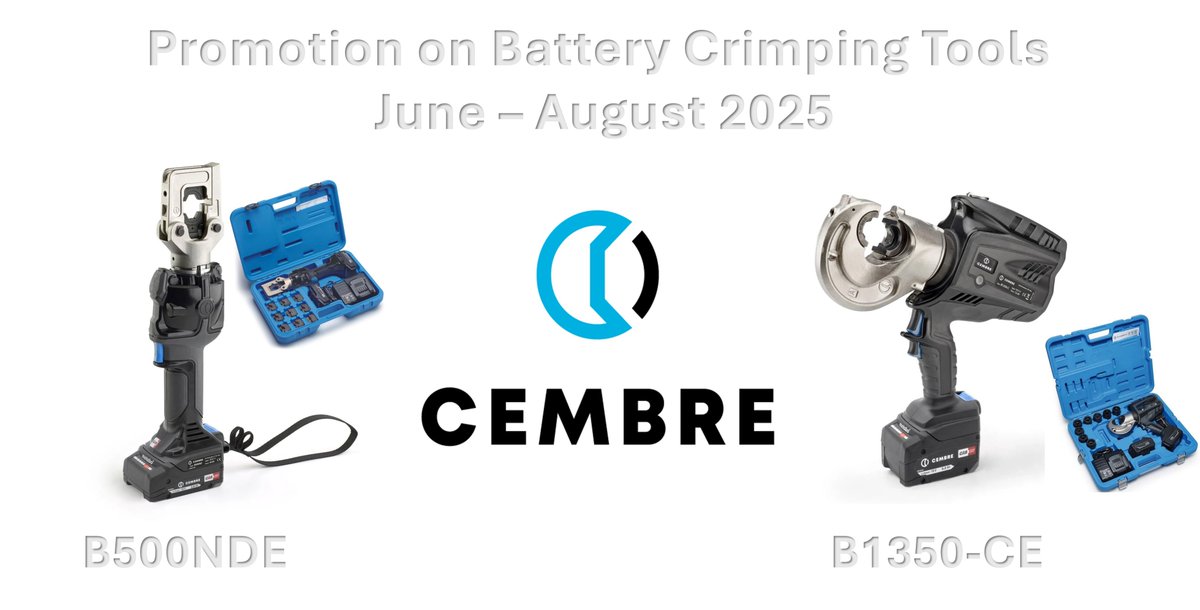 Check out our promotion with Cembre on their Battery Crimping Tools. Contact your nearest branch or email us at sales@Cableservices.co.uk for full details #tools #cembre #crimpingtools #batterytools