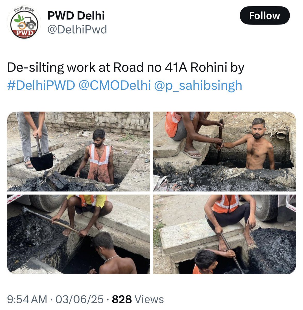 Kejriwal was replacing manual scavenging with automatic machines. He brought many machines as well.

Then came the casteist BJP &amp; now they're back with old practices. 

National Capital of world's 4th largest economy 🤡🤡