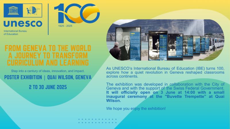 CAGI - International Geneva Welcome Centre (@cagigeneva) on Twitter photo Poster Exhibition Quai Wilson Geneva
<a href="/IBE_UNESCO/">UNESCO-IBE</a> celebrates its 💯 anniversary
➡️Step into a century of ideas, innovation, and impact
🗓️2 June – 30 June 2025
ibe.unesco.org/en/articles/po… Poster Exhibition Quai Wilson Geneva
<a href="/IBE_UNESCO/">UNESCO-IBE</a> celebrates its 💯 anniversary
➡️Step into a century of ideas, innovation, and impact
🗓️2 June – 30 June 2025
ibe.unesco.org/en/articles/po…
