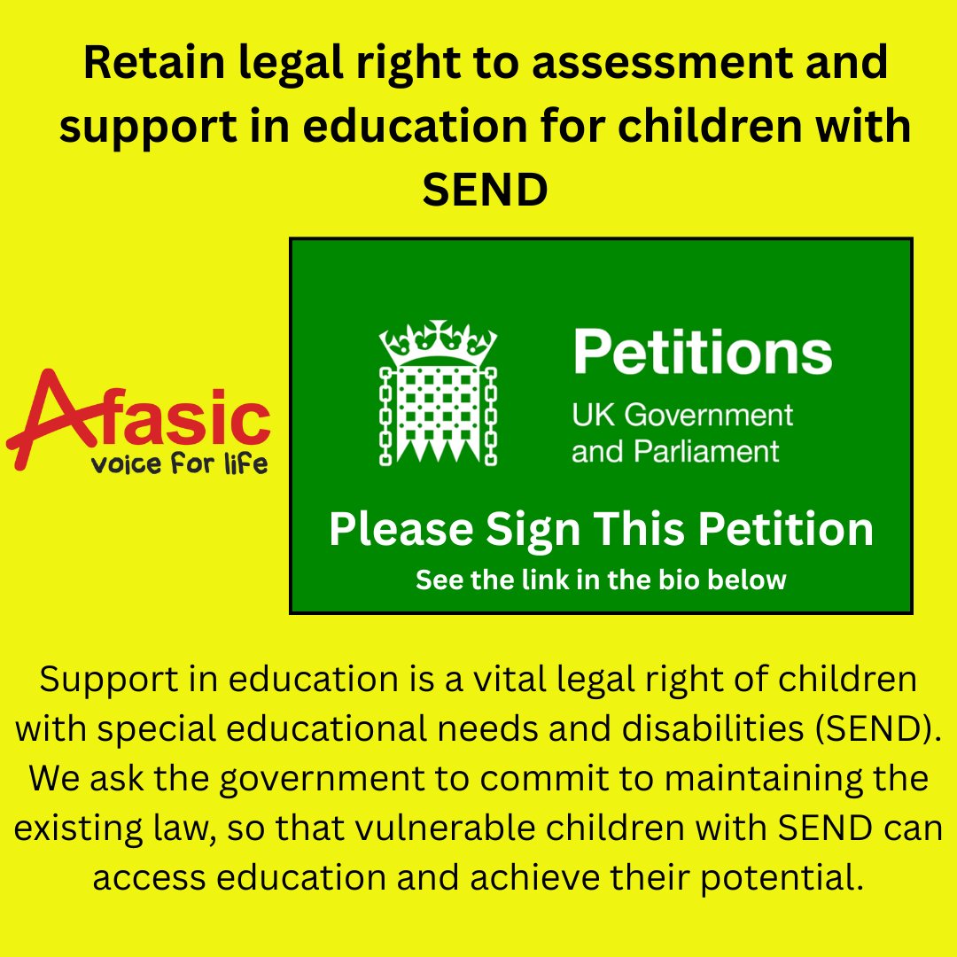 We think that removing statutory obligations on local authorities could mean many children do not get the support they need to reach their potential.   Please sign the petition today petition.parliament.uk/petitions/7110…