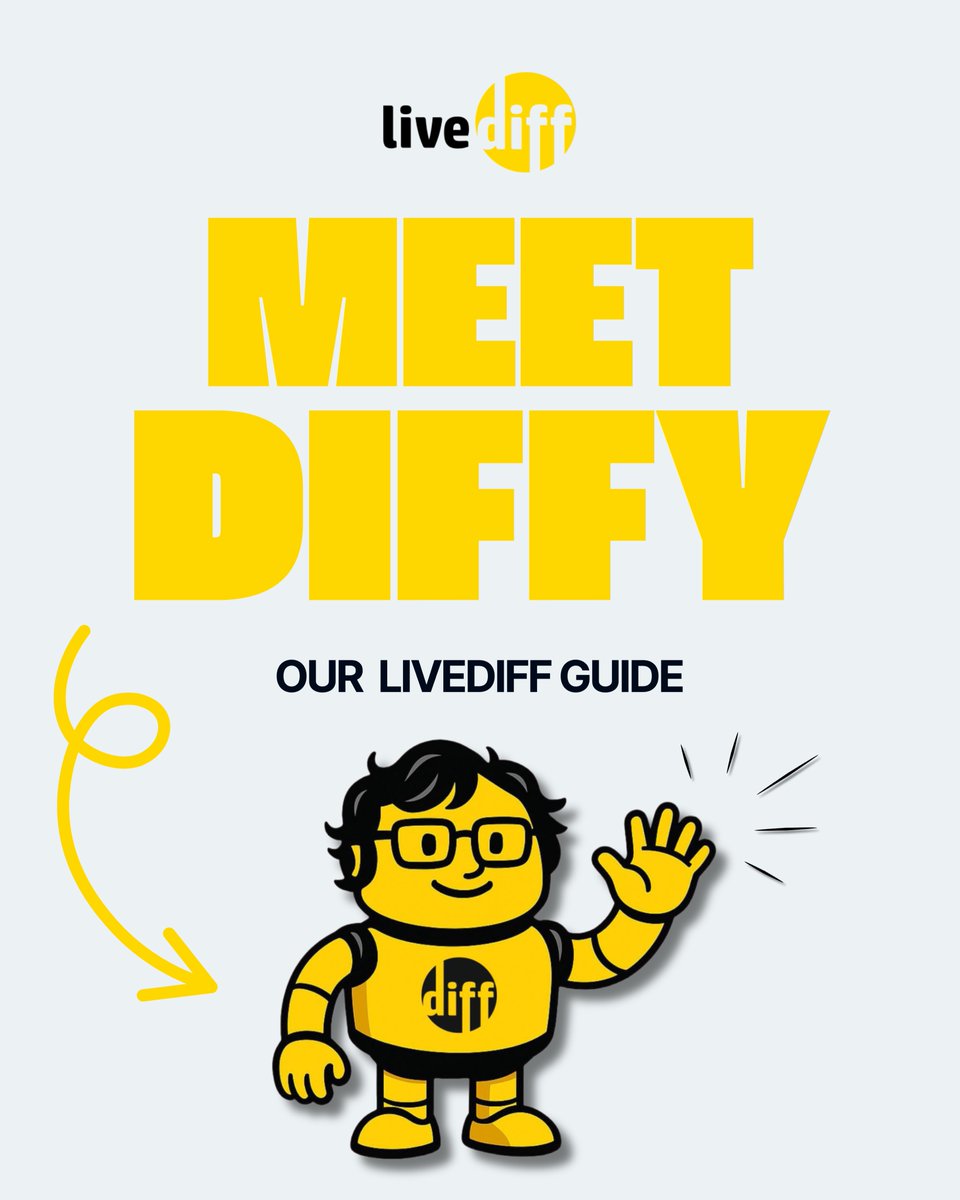 COMING SOON🤫

Say hello to Diffy! Your friendly LiveDiff guide, here to help you navigate and explore with ease. We're currently working on bringing Diffy to life, so stay tuned!☀️😎

#COMINGSOON #MeetDiffy #LiveDiff #TechGuide #DigitalSupport #SayHiToDiffy #YourOnlineGuide