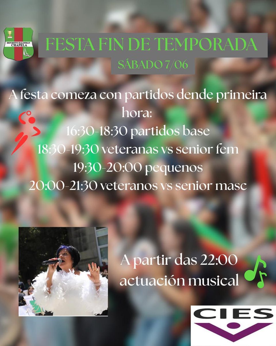 CB_ChapelaWeb's tweet image. Chegamos ó remate da tempada, e con ela chega a Festa Fin de Tempada do Balonmán Chapela.
#imoschapela #vermelloeverde #ciesobracivil