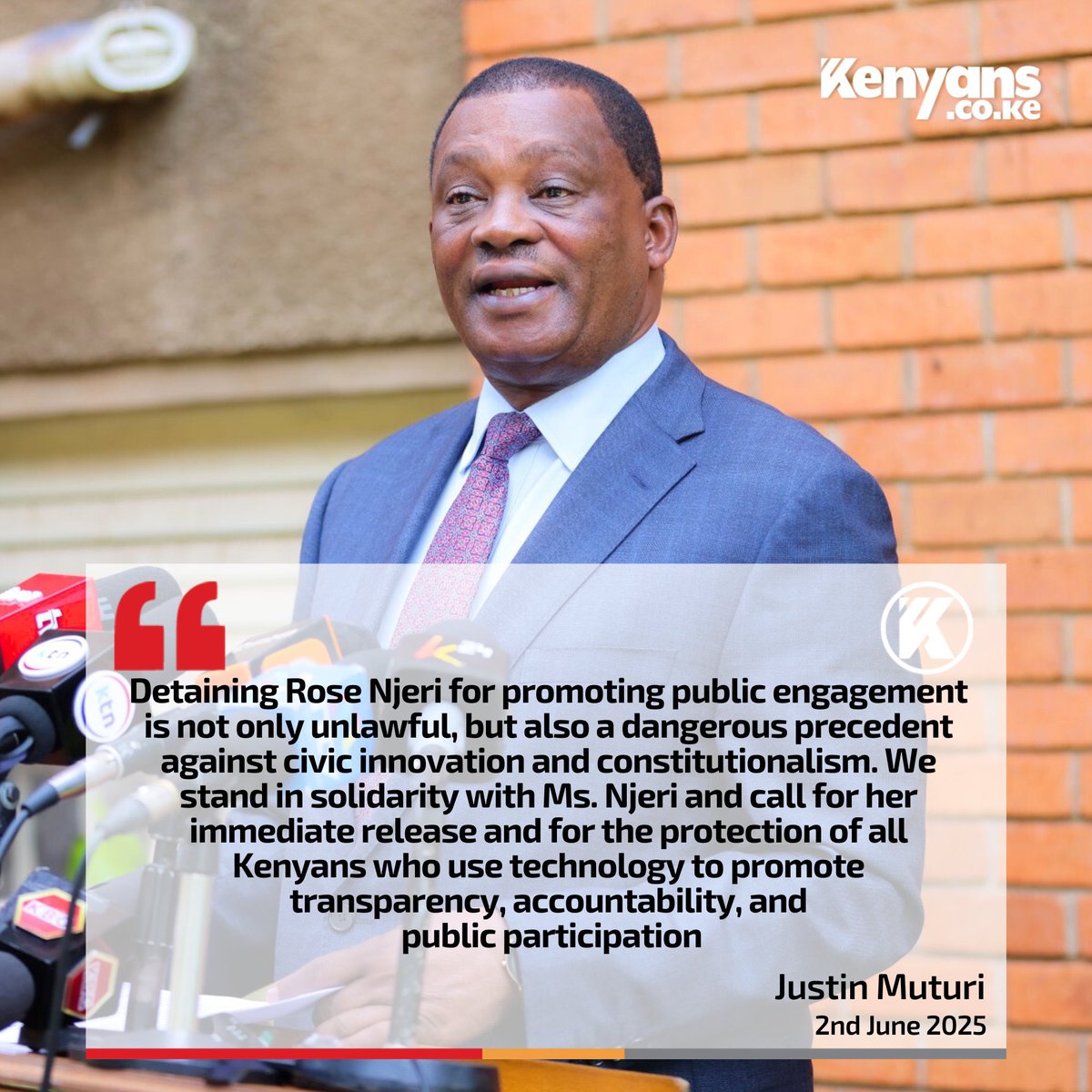 Justin Muturi has road! #FreeRoseNjeri