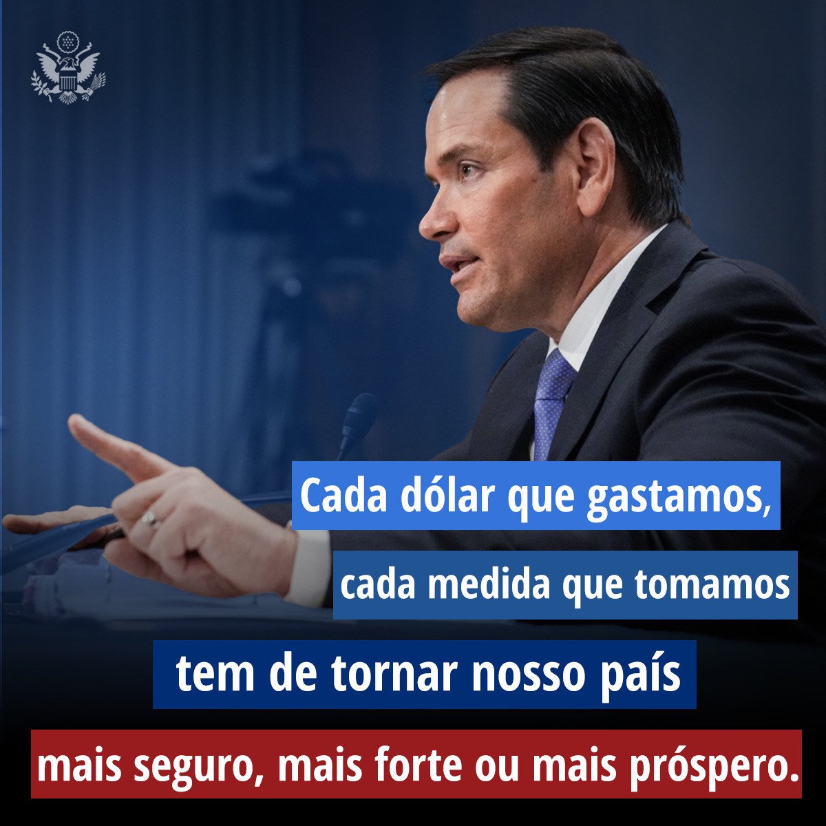 USA em Português (@usaemportugues) on Twitter photo .<a href="/SecRubio/">Secretary Marco Rubio</a>: Cada dólar que gastamos, cada medida que tomamos tem que tornar nosso país mais seguro, mais forte ou mais próspero. .<a href="/SecRubio/">Secretary Marco Rubio</a>: Cada dólar que gastamos, cada medida que tomamos tem que tornar nosso país mais seguro, mais forte ou mais próspero.