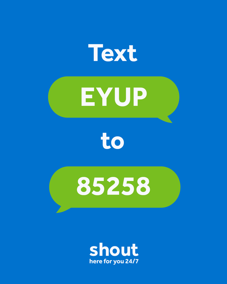 apjschool's tweet image. Shout launched on 27 May 2025, this offers urgent mental health support by text message to people in South Yorkshire.

Text ‘EYUP’ to 85258 for support

This service is available to anyone who feels they need support, adults and children