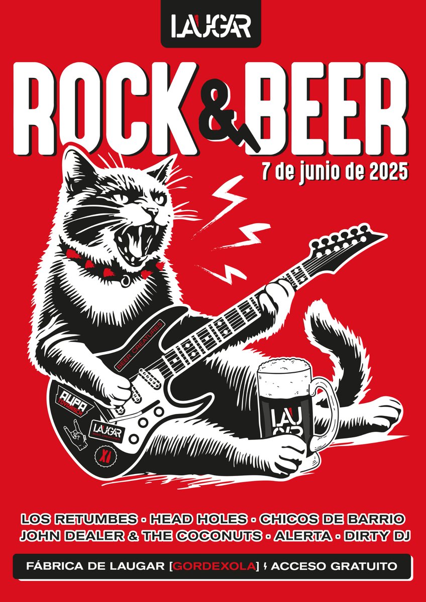 Este sábado 7 de junio estaremos y abriremos a partir de las 13:00h el FESTIVAL ROCK&amp;BEER que <a href="/laugarbrewery/">Laugar</a>  organizan en su fábrica de Gordexola, en el que podréis degustar un sin fin de tipos se cerveza artesanales.

Atención!!! El festival tiene ACCESO GRATUITO!!!

🍺🍻🤜🏼🤛🏼