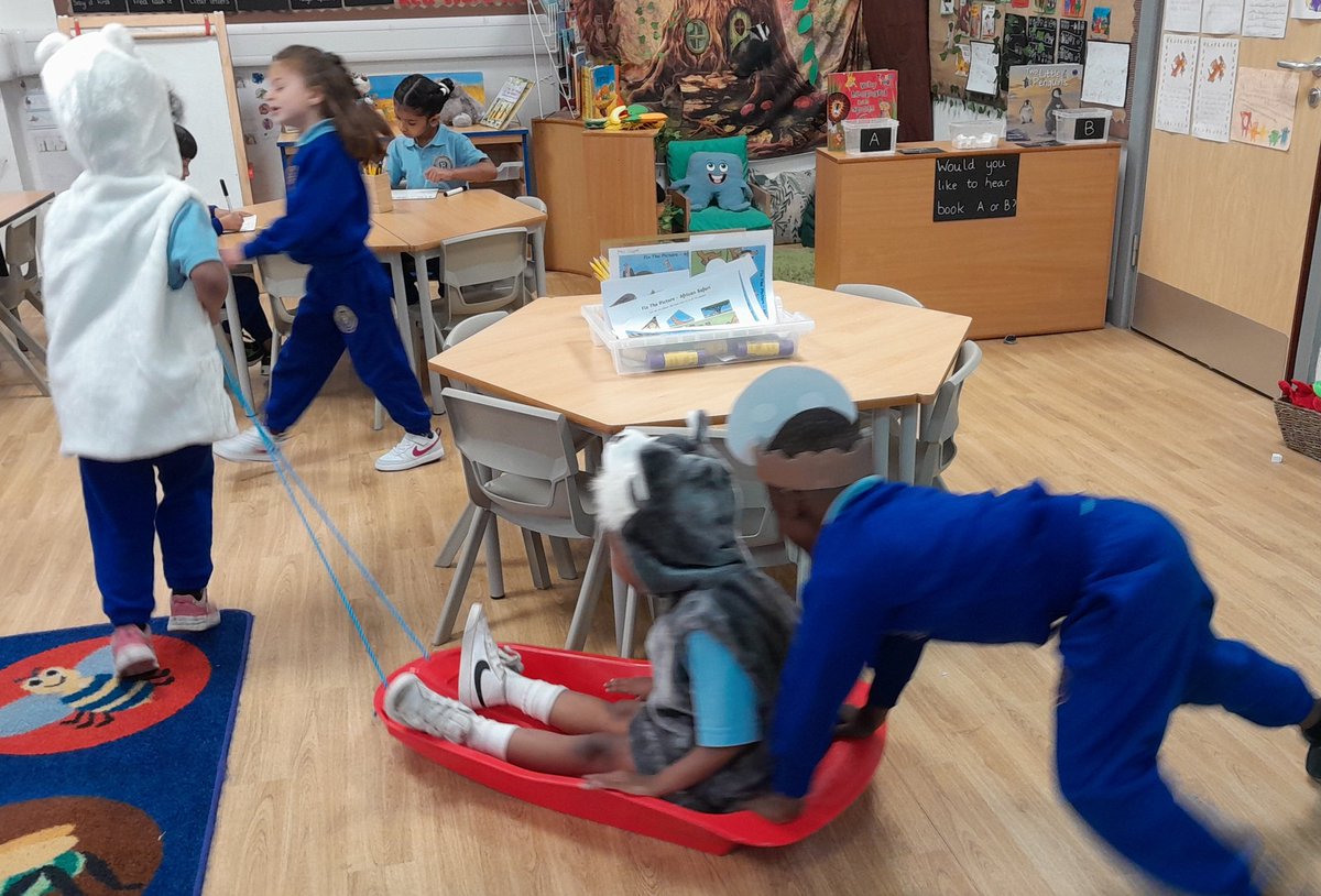 Reception are loving exploring cold Arctic places in the role-play area today. Many great adventures are being created using the sledge.