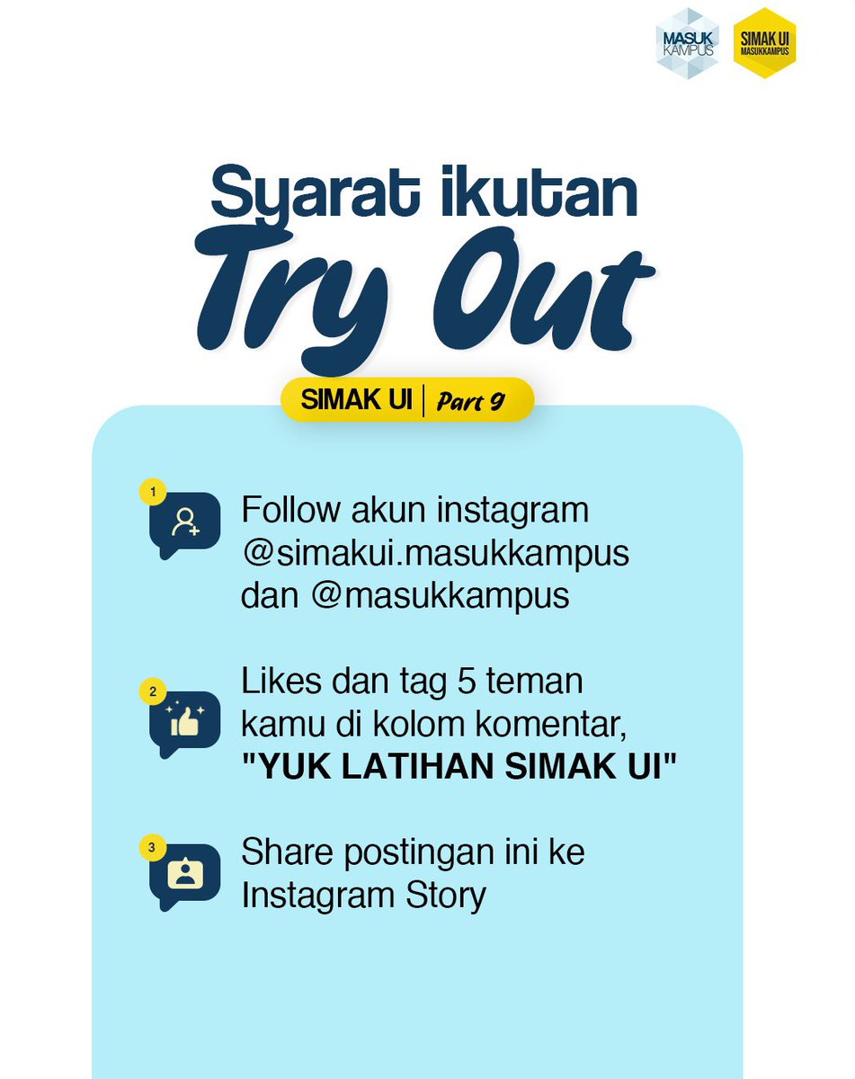 masukkampus's tweet image. [TRY OUT SIMAK UI 2025 PART 9 - GRATIS!]

✨ Keunggulan TO SIMAK Part 9:
✅ Format &amp;amp; subtes sesuai SIMAK UI 2025
✅ Penilaian real &amp;amp; pemeringkatan nasional
✅ Akses pembahasan sampai hari H SIMAK UI
✅ GRATIS tanpa dipungut biaya!

#SIMAKUI #TryOutSIMAKUI #UniversitasIndonesia…
