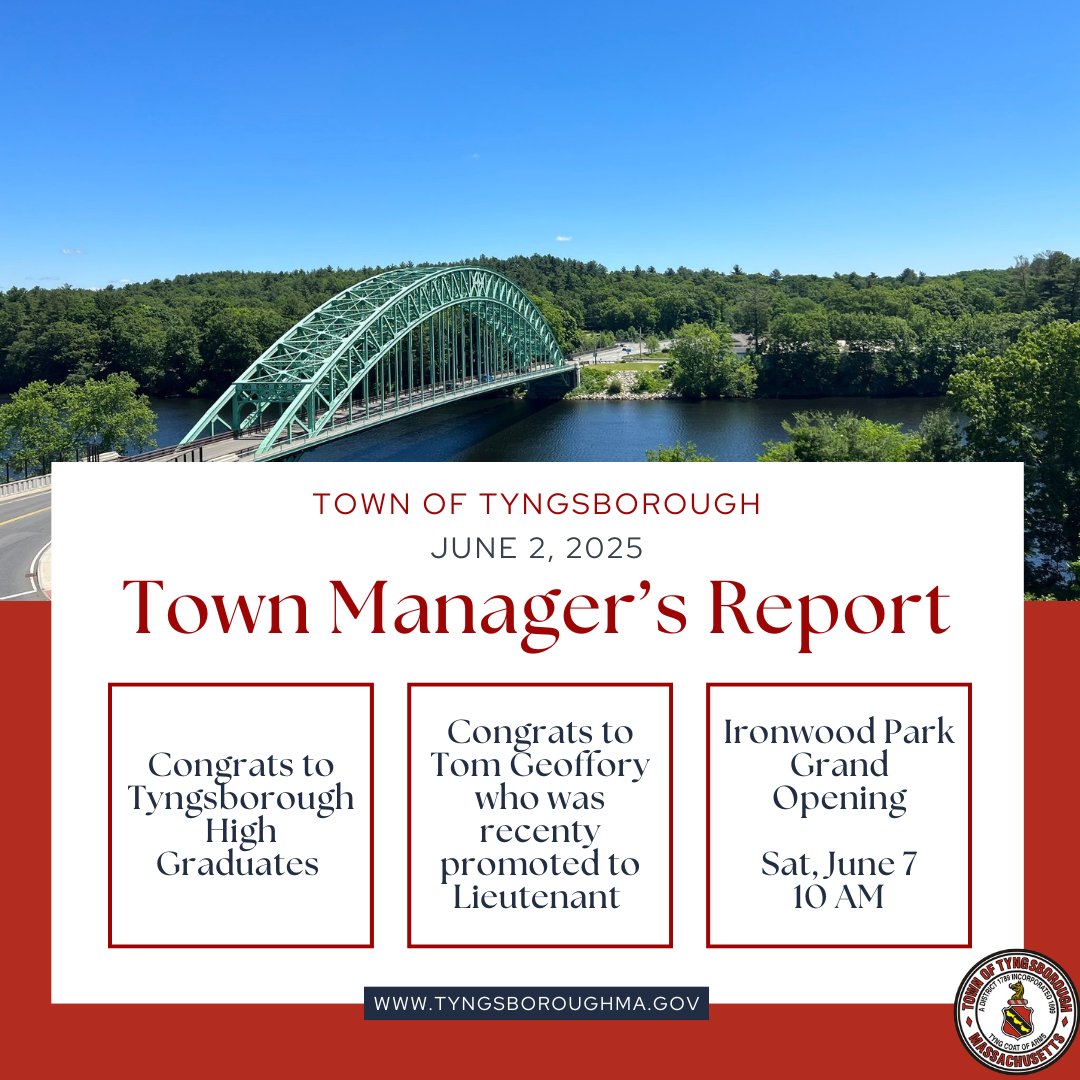 Did you miss Town Manager Colin Loiselle's report to the Select Board at their meeting last night? You can catch the highlights here or visit the link below to download the full report! ⬇️

🔗tyngsboroughma.gov/CivicAlerts.as…