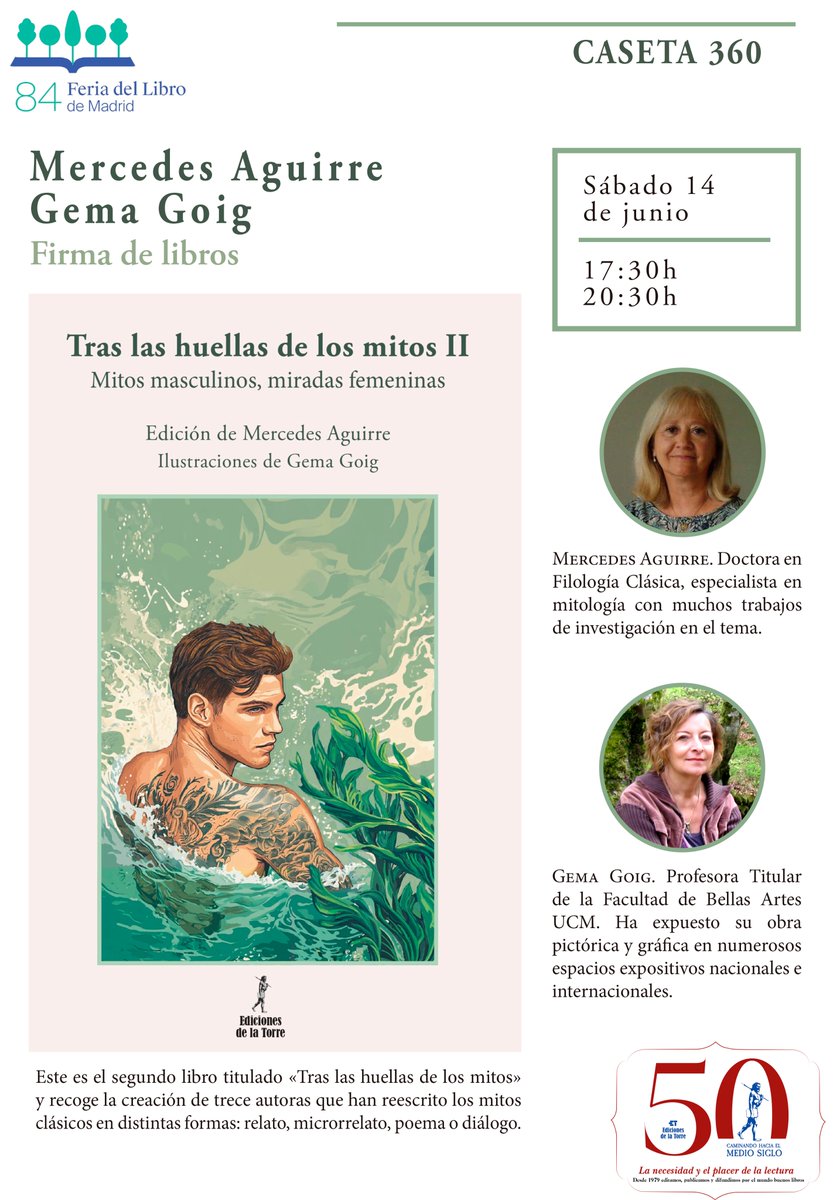 💫 TRAS LAS HUELLAS DE LOS MITOS II

Mitos masculinos, miradas femeninas
Edición de Mercedes Aguirre
Ilustraciones de Gema Goig

 Relatos, poesía, microrrelatos… un viaje literario profundo y visualmente cautivador.

✨Conoce a las autoras y consigue tu ejemplar firmado.📖