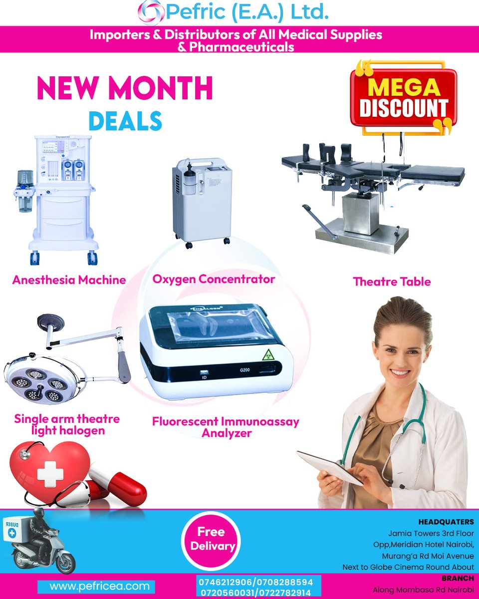 EPefric's tweet image. 🌟 New Month, New Deals! Upgrade Your Equipment with Smart Savings! 🌟

Contact Pefric EA LTD:   📱 0746212906 | 0708288594 | 0720560031 | 0722782914   🌐 Visit us: pefricea.com
#NewMonthDeals #HealthcareExcellence #samia suluhu