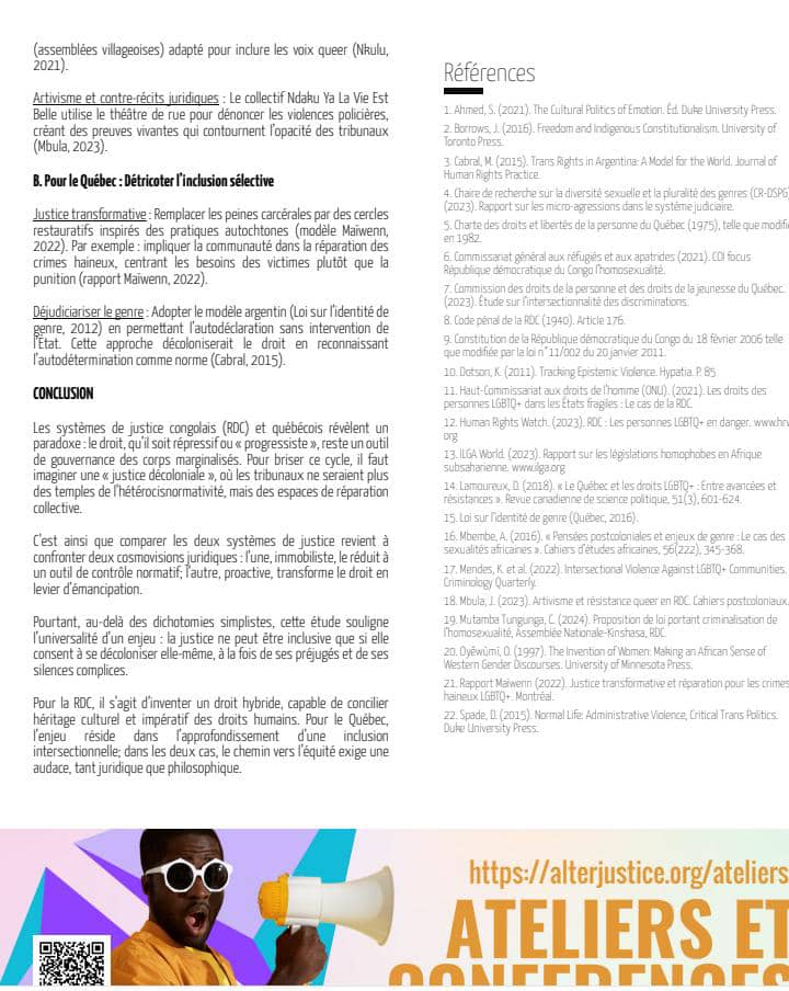 Ibandagrace's tweet photo. #Sciences: Cher frère @modumbani,
Je tiens à te féliciter chaleureusement pour cette réalisation exceptionnelle !
 Publier ton premier article scientifique dans le #Bulletin_Atelier_Justice au #Canada est une véritable fierté. Aborder un thème aussi sensible que  ""Diversité sexuelle et de genre dans le système judiciaire de la République Démocratique du Congo et du Québec "" témoigne de ton dévouement dans le domaine scientifique. 
📌Cela met en lumière ton talent et ton engagement dans le domaine du Droit et de la criminologie
📌Ton parcours, depuis ton licenciement en Droit jusqu'à ton Master en Criminologie à l'université de @uniluofficiel, est inspirant. 
📌Je suis sûr que ce n'est que le début d'une belle carrière académique et professionnelle. Continue à briller et à partager tes connaissances avec le monde !
Encore toutes mes félicitations !
@JusticeGouvCD @GenreRDC @droitshumainscd @SADC_News @ConstantMutamba @juniormumbala @court_afchpr