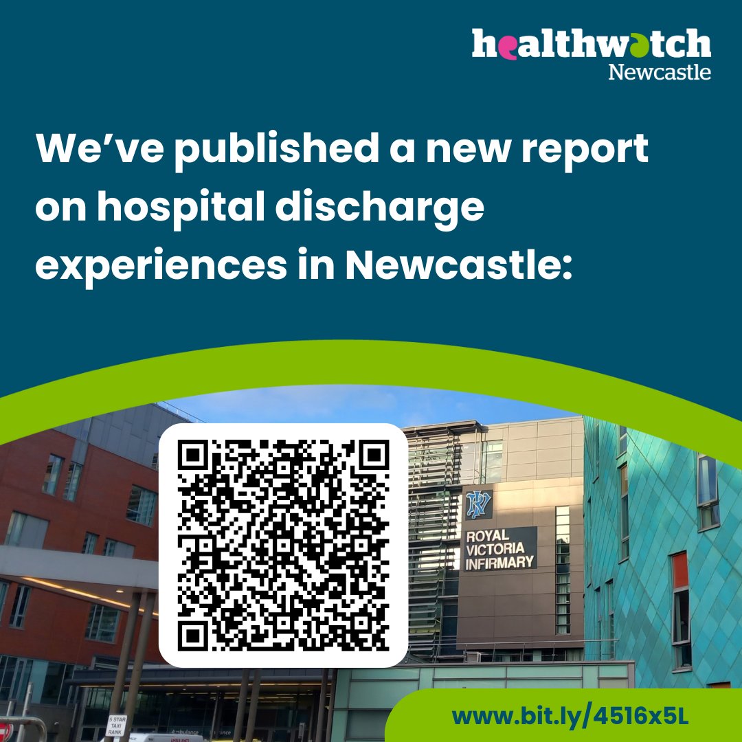 We've just published a report on Hospital Discharge experiences in Newcastle. Find out more on our website: bit.ly/4516x5L
