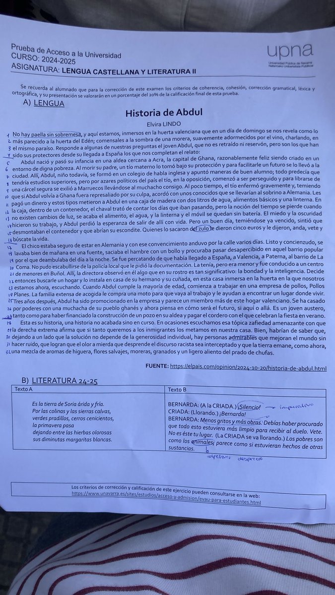 ❗️ Este es el examen de Lengua de la #PAU2025 en Navarra.

El adoctrinamiento y el blanqueamiento de la inmigración ilegal y contra <a href="/vox_es/">VOX 🇪🇸</a> es a pecho descubierto.

Y sí, meted a los MENAS en vuestra casa, en la de todos los políticos del Gobierno.