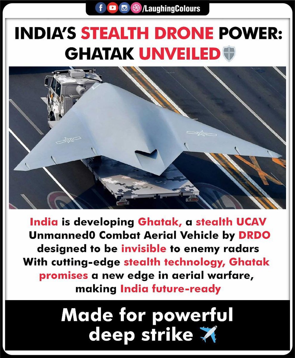 jignesh03011976's tweet photo. @theskindoctor13 India’s silent sky warrior ✈️
STEALTH DRONE
#GhatakDrone #StealthPower #DRDOInnovation #FutureWarfare #InvisibleTech #DefenceBreakthrough https://t.co/iv2VrM8JYY