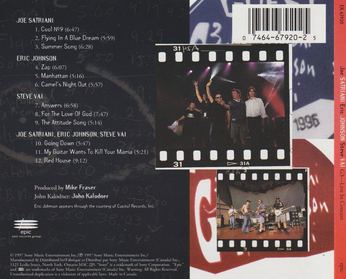 Deep Purple Podcast (@deeppurplepod) on Twitter photo On this day in 1997 "G3: Live in Concert" was released. The live album and DVD contains recordings made at four consecutive shows from October 30 through November 2, 1996. What are your favorite performances from this live release? <a href="/chickenfootjoe/">Joe Satriani</a> <a href="/stevevai/">Steve Vai</a> <a href="/EJUpClose/">Eric Johnson</a> On this day in 1997 "G3: Live in Concert" was released. The live album and DVD contains recordings made at four consecutive shows from October 30 through November 2, 1996. What are your favorite performances from this live release? <a href="/chickenfootjoe/">Joe Satriani</a> <a href="/stevevai/">Steve Vai</a> <a href="/EJUpClose/">Eric Johnson</a>