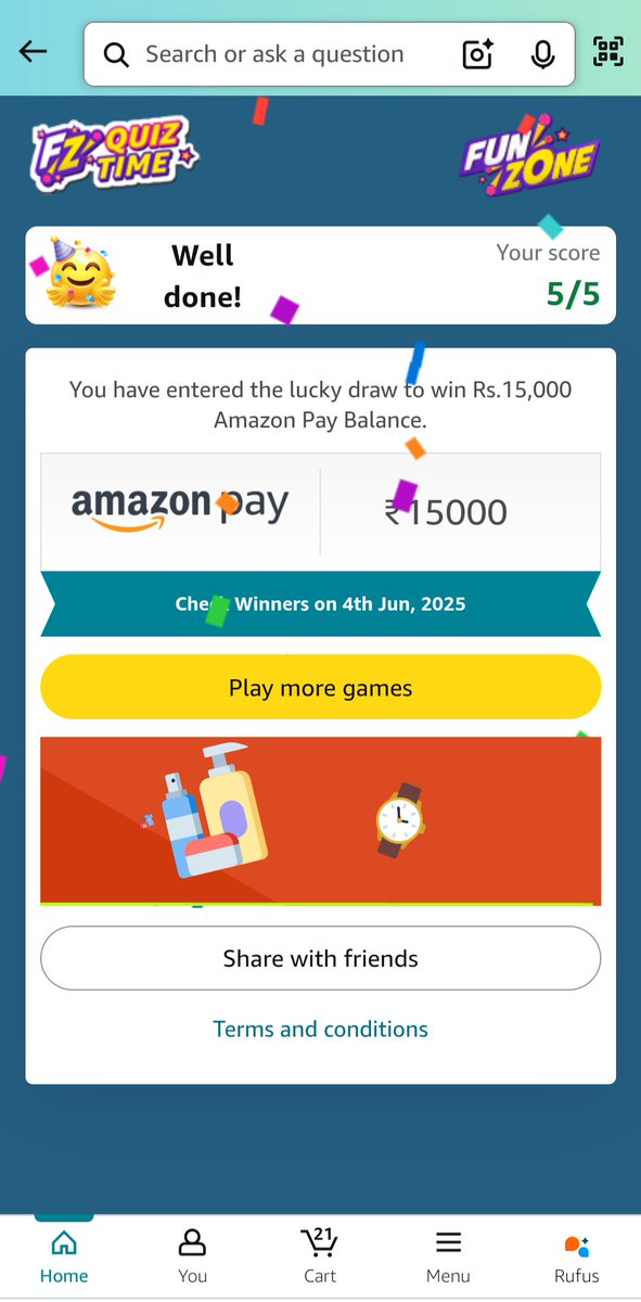 AyanguptaA's tweet photo. I played this interesting Quiz on Amazon-Play games at Amazon FunZone  https://t.co/p4ch6aihBc https://t.co/7KPRmpduam