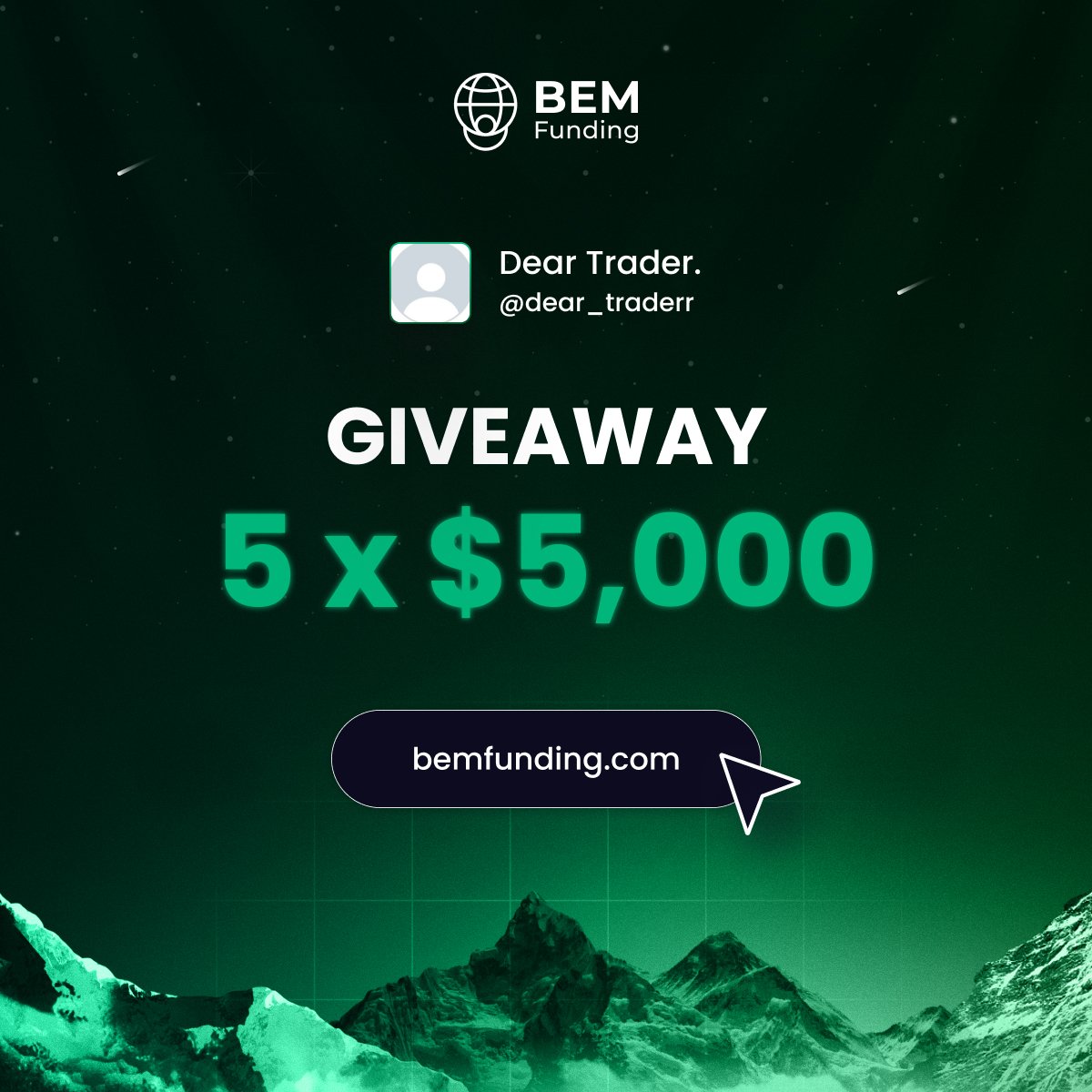 🏆 GIVEAWAY 🏆
 
5 x $5,000 BEM Challenge Accounts  

Trade raw spreads with Tier-1 CEX liquidity for crypto and no payout denials. 
● Follow <a href="/dear_traderr/">Quantix</a> <a href="/BemFunding/">BEM Funding</a> <a href="/BemFundingNaija/">BEM Funding Naija 🇳🇬</a>
● Join t.me/BemFundingNaija
● Like and retweet this post
● Tag 2 Friends