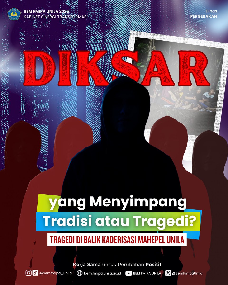 BemFmipaUnila's tweet photo. Pratama Wijaya Kusuma adalah mahasiswa, saudara, dan pemimpi yang tak seharusya pulang dengan luka. Diksar seharusya membina, bukan menyiksa. Kekerasan bukan bagian dari pendidikan.
#JusticeForPratama
BEM FMIPA UNILA 2025 https://t.co/mxS4hXtKAx