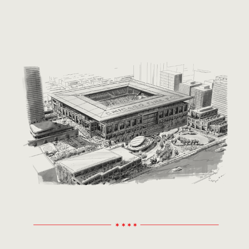 ChicagoFire's tweet photo. Our world-class city deserves a world-class Club with a world-class home to match. A new, privately funded, soccer-specific stadium will open for the Chicago Fire in 2028. #cf97