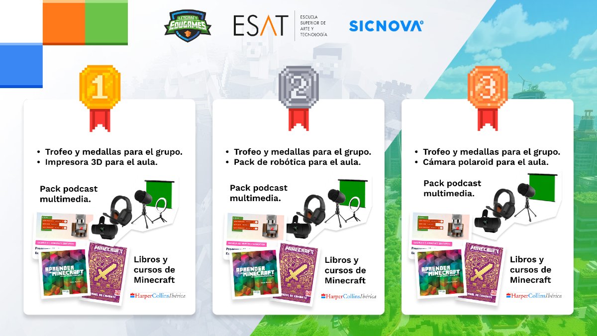 Letcraft Educación (@l3tcraft_edu) on Twitter photo 🎁Todos los premios de la tercera edición de #LEG2025 para las categorías de Primaria y Secundaria 🏆
¿Quieres saber qué proyectos serán los ganadores? Apúntate GRATIS 👉🏼bit.ly/RegistroEvento…
<a href="/ESAT_Valencia/">ESAT</a> <a href="/sicnova3d/">Sicnova 3D</a> <a href="/HarperCollinsIB/">HarperCollins Ibérica 📖</a> 🎁Todos los premios de la tercera edición de #LEG2025 para las categorías de Primaria y Secundaria 🏆
¿Quieres saber qué proyectos serán los ganadores? Apúntate GRATIS 👉🏼bit.ly/RegistroEvento…
<a href="/ESAT_Valencia/">ESAT</a> <a href="/sicnova3d/">Sicnova 3D</a> <a href="/HarperCollinsIB/">HarperCollins Ibérica 📖</a>