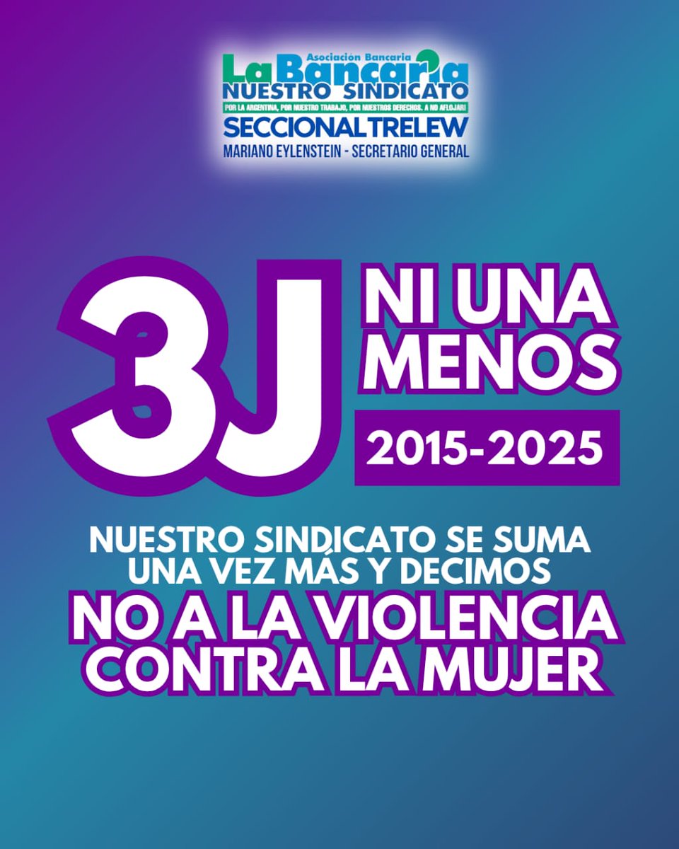 No es un día, ni un mes, ni un año. No a la violencia contra la mujer.” 
Esto significa que nuestra lucha es CONSTANTE, todos los días, en cada espacio y en cada acción que realizamos. No es solo una fecha, es un valor fundamental para #seccionaltrelew.