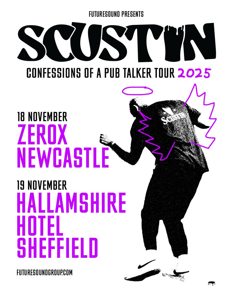 Scustin has earned a reputation for high-energy, interactive live shows. Their performances are an electrifying mix-imagine a panto on cocaine or a Guinness stained, musical orgy featuring Blindboy, Mike Skinner, and Jamiroquai. Tickets on sale Thur 10am.

futuresound.seetickets.com/tour/scustin