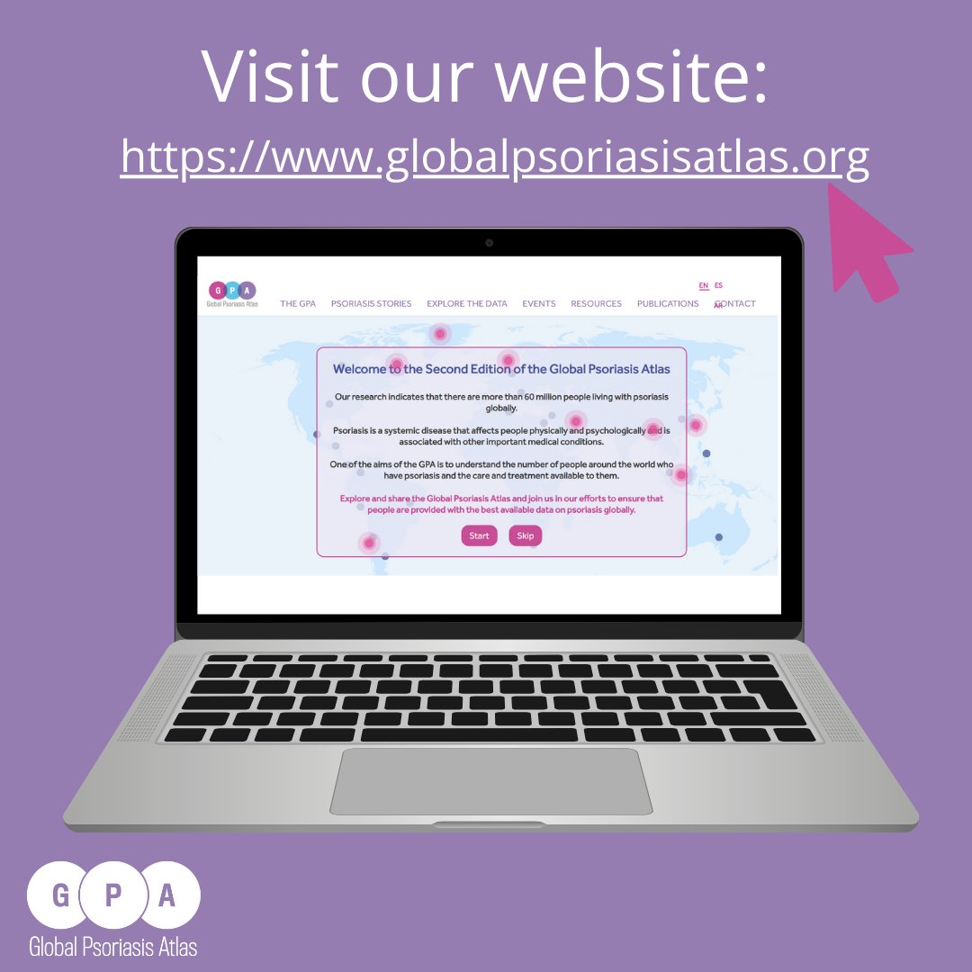 The GPA website is currently available in Arabic, English and Spanish.

Visit the website to see the GPA's:

📊 Global Psoriasis Data
📚 Resources &amp; Publications
📰 Newsletters
📹 Stories &amp; Experiences

🔗 globalpsoriasisatlas.org/en/

#globalpsoriasisatlas #psoriasisresearch