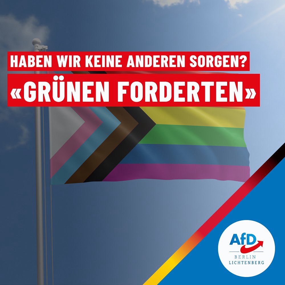 Absurder Streit um "Progress Pride Flag" - aber was bedeutet diese Fahne eigentlich?

Man fragt sich, ob wir keine anderen Sorgen haben: Die Fraktion der Lichtenberger #Grünen forderte in einem #Antrag ein klares Bekenntnis des Bezirkes zur "Progress Pride Flag". Das #BSW und