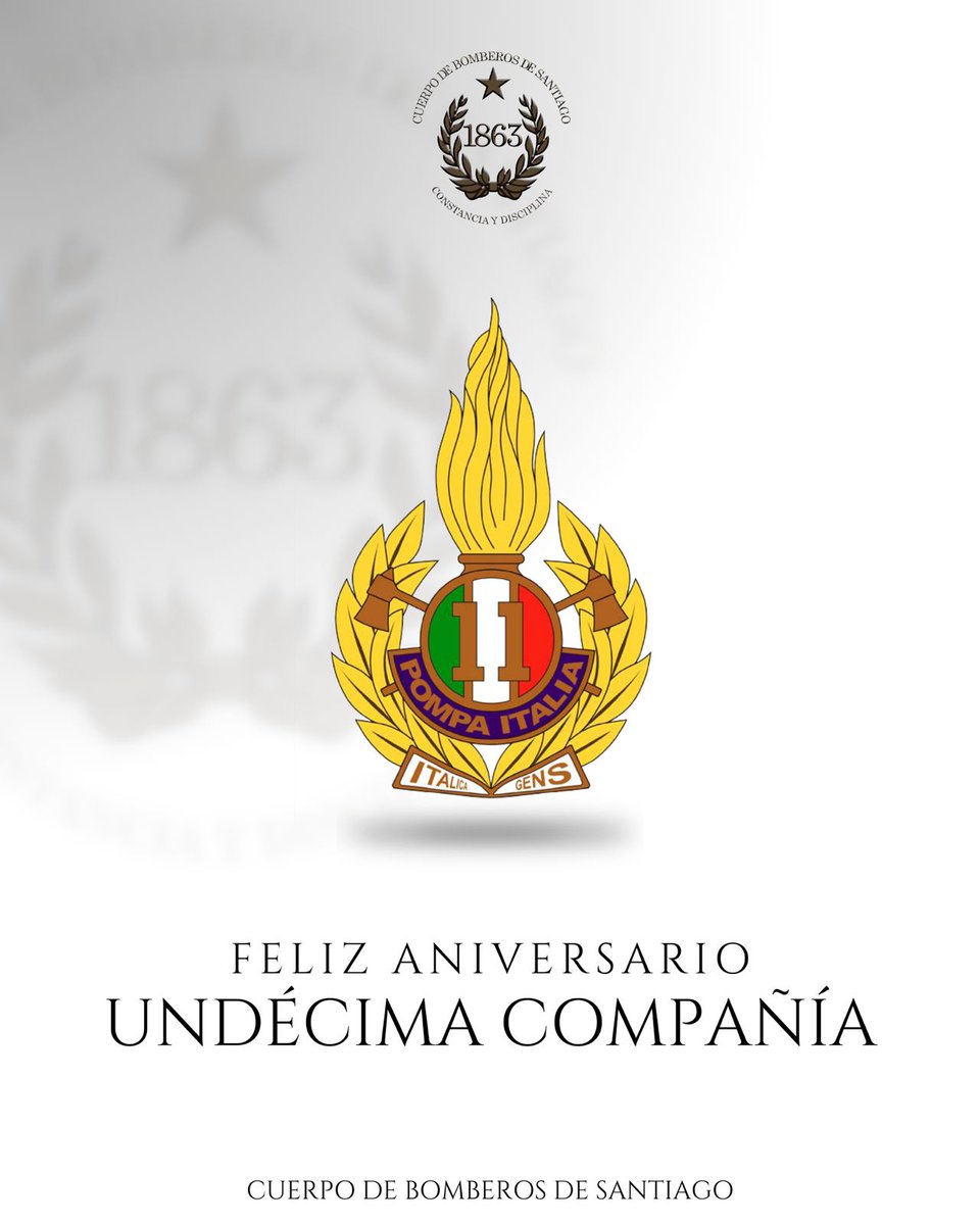 El Cuerpo de Bomberos de Santiago saluda hoy a <a href="/Pompa_Italia/">Pompa Italia</a> en el 111° Aniversario de su Fundación. Desde el 3 de junio de 1914, la 11ª Compañía está al servicio de la comunidad.
<a href="/Comandantecbs/">Comandantecbs</a>
<a href="/ItalyinChile/">Italy in Chile</a>
#BomberosSantiago 
#ConstanciayDisciplina