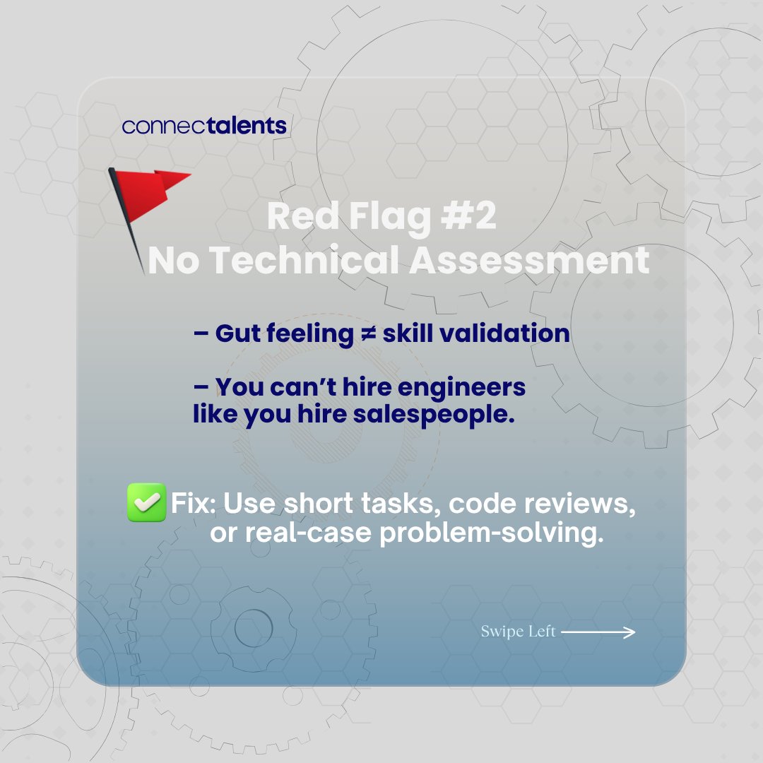 CTMENA's tweet image. Hiring tech talent in KSA or UAE?
These 5 mistakes are costing you great candidates.

🚩 Vague JDs
🚩 No tech assessment
🚩 Founder doing it all
(1-2)

#GulfTech #HiringTips