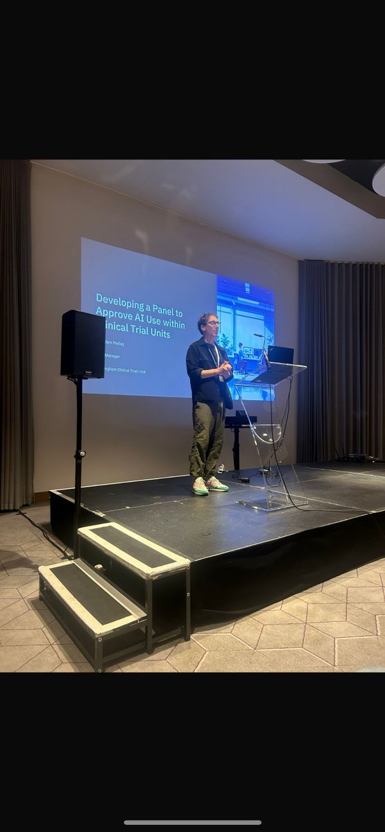 UKTMN's tweet image. #UKTMN2025
Nottingham Clinical Trials Unit’s very own Trial Manager, Adam Pedley, delivering his talk on "Developing a Panel to Approve AI Use within Clinical Trials Units."