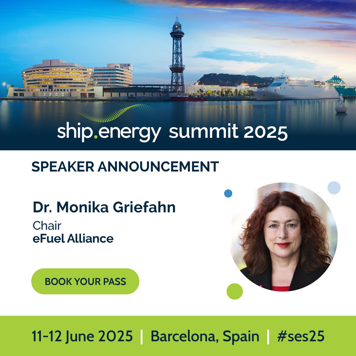 ship.energy (@shipdotenergy) on Twitter photo Dr. Monika Griefahn, Chair at <a href="/eFuel_Alliance/">eFuel Alliance e.V.</a> will be speaking at the ship.energy summit taking place in Barcelona, 11 -12 June 2025.
Register here ➔ lnkd.in/dKvJeUz3
#SES25 #Barcelona #Shipping #EnergyTransition #Decarbonisation Dr. Monika Griefahn, Chair at <a href="/eFuel_Alliance/">eFuel Alliance e.V.</a> will be speaking at the ship.energy summit taking place in Barcelona, 11 -12 June 2025.
Register here ➔ lnkd.in/dKvJeUz3
#SES25 #Barcelona #Shipping #EnergyTransition #Decarbonisation