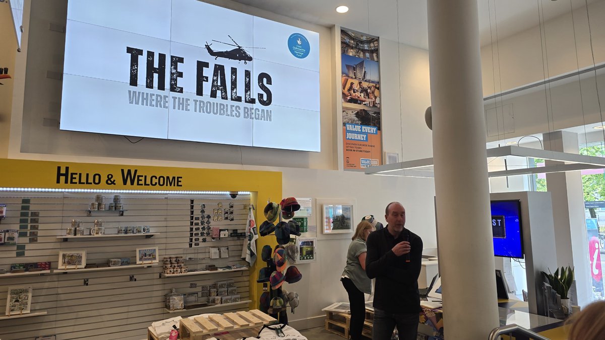FailteFeirste's tweet photo. Michael Lyons from @redheadexhibit at Visit Belfast this morning talking about Belfast's newest visitor attraction, The Falls - How The Troubles Began

Innovative &amp; emotive, telling the story of the outbreak of The Troubles in the Falls area of West Belfast.

Opening August 2025 https://t.co/6U4ubJk3Ue