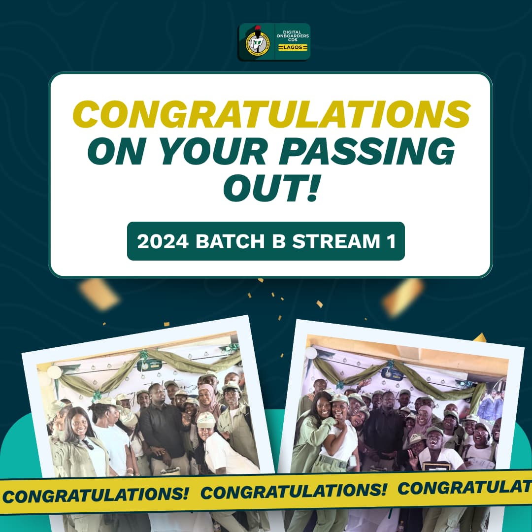 Dl4AllCds_Lagos's tweet photo. One year of dedication, service and resilience have finally paid off 🥳
Your service journey ends today, but your impact begins💥
Congratulations on your passing out!🎉
#NYSC #POP2024
#BatchB1 #Lagoscorpers https://t.co/1p2v2ZmMAH