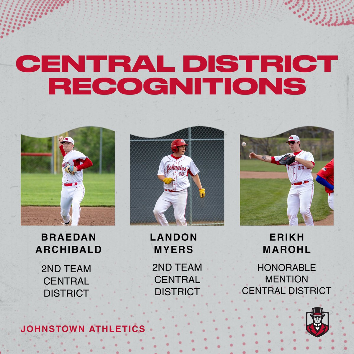 Johnstown Athletics (@jhsjohnnies) on Twitter photo Congratulations to 3 of our Juniors received Central District Baseball Recognitions!
#GoJohnnies Congratulations to 3 of our Juniors received Central District Baseball Recognitions!
#GoJohnnies