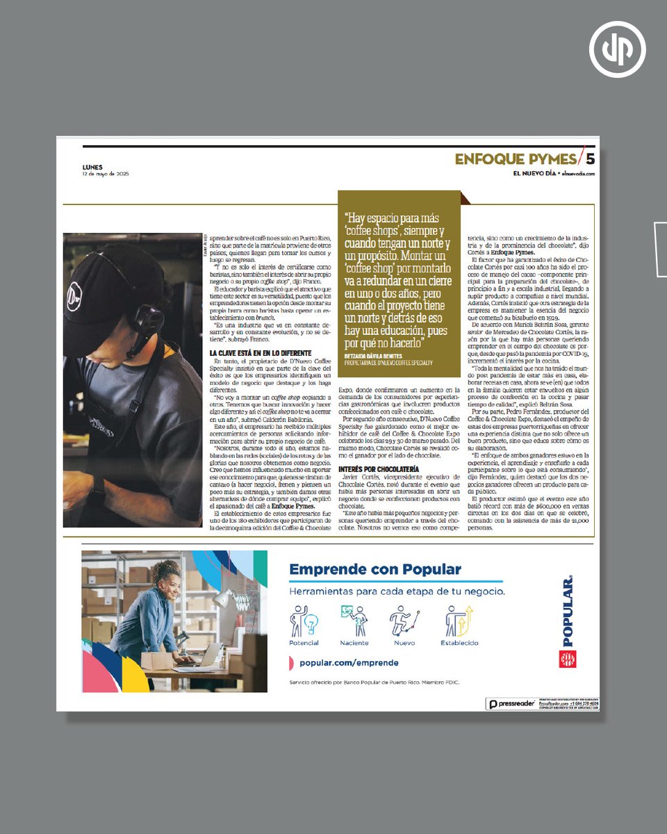 Descubre de expertos los retos, las claves del éxito y si aún hay espacio para nuevos negocios de café y chocolate en Puerto Rico.

Lee más aquí: bit.ly/4k9LEdl

<a href="/ElNuevoDia/">El Nuevo Día</a> #Emprendimiento #PuertoRico