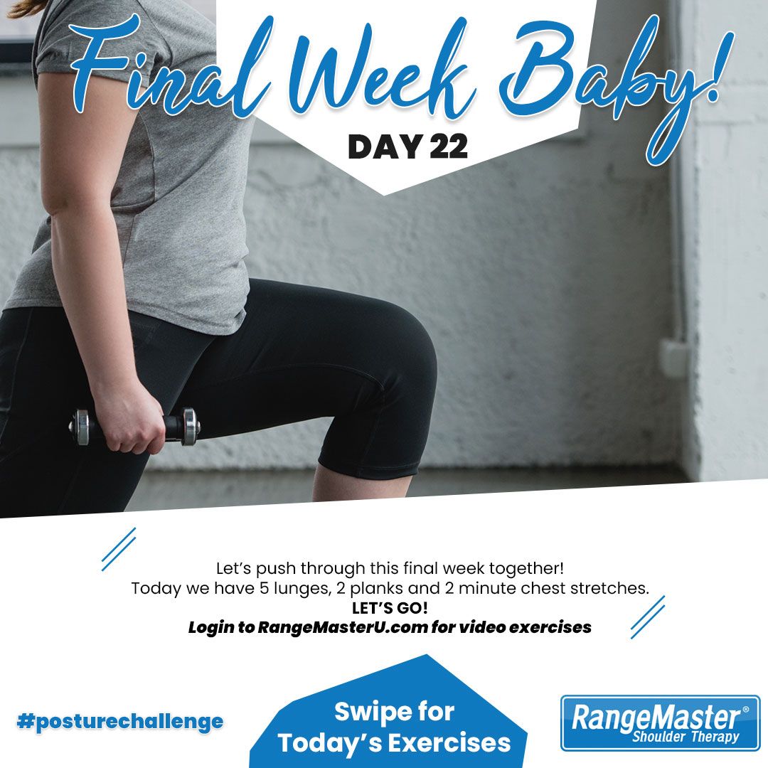 RangeMasterPT's tweet image. Day 22 is here!! Our team is right here with you!

We&apos;re entering into the last week of our #posturechallenge! Wild!

Keep going strong team! How is your body feeling? Strong? Tired? Have you noticed new areas of tension? Or have you noticed those old areas of tension have been…