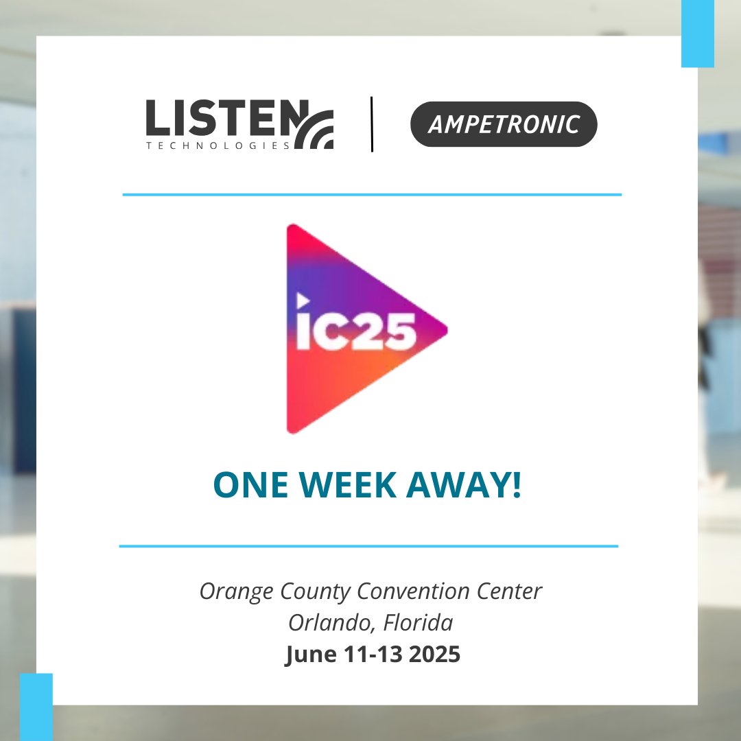 #InfoComm2025 is one week away! Make sure you stop by our booth to see our amazing products, along with speak with some of our employees to answer any questions you may have. We look forward to chatting with each of you. 

#AVTweeps #AssistiveTechnology #AssistiveListening