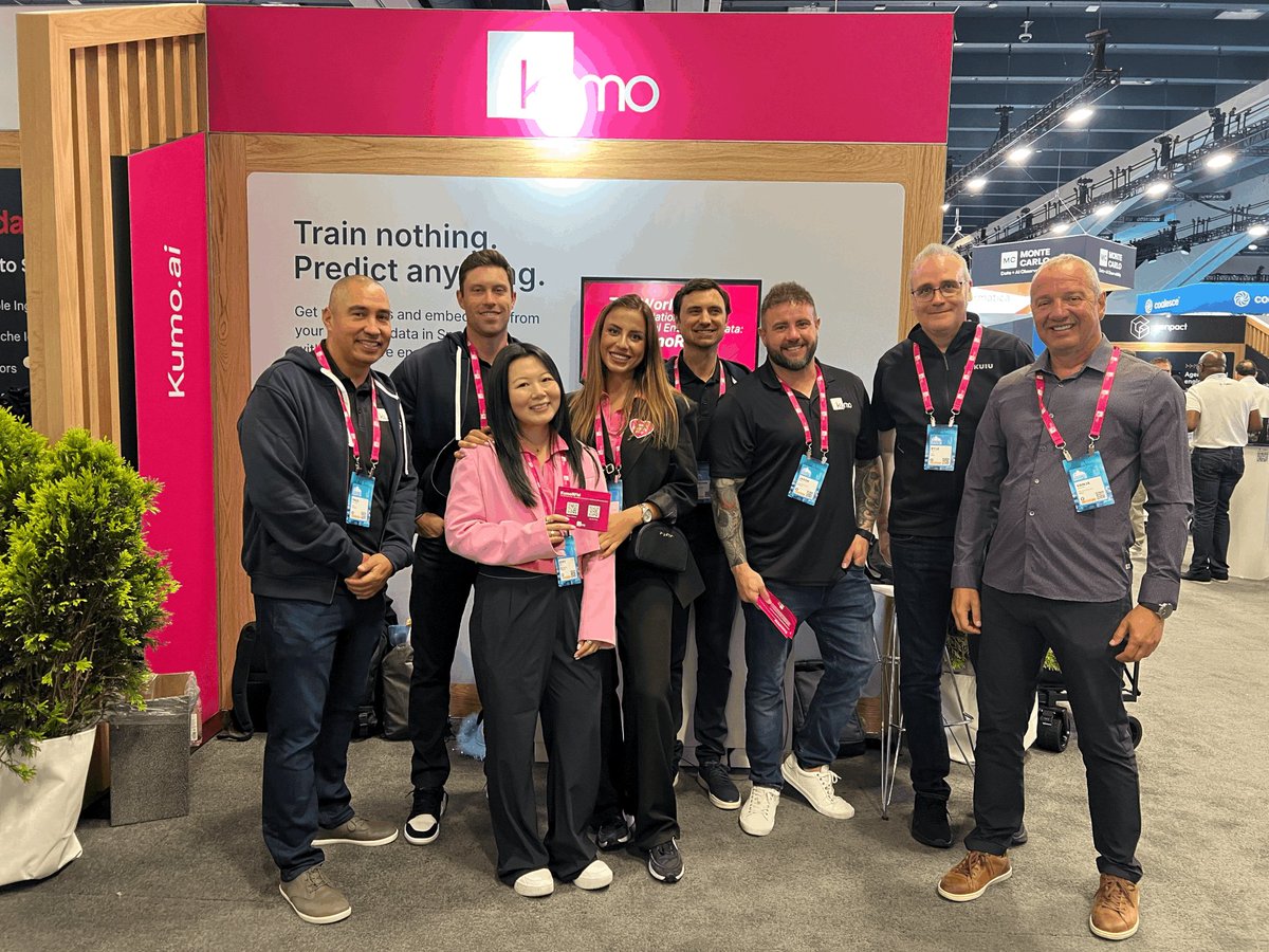Kumo_ai_team's tweet image. Day 2 at hashtag#SnowflakeSummit2025
Our Kumo team is ready to meet you at Booth #1404. Stop by to discover how Kumo RFM lets you generate predictions and embeddings directly from your relational data in Snowflake—no feature engineering required.