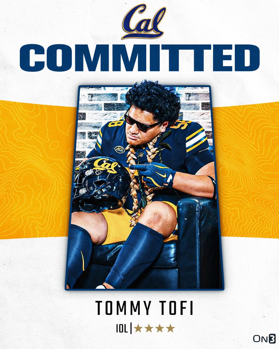 🚨BREAKING🚨 4-star IOL Tommy Tofi has committed to Cal, <a href="/Hayesfawcett3/">Hayes Fawcett</a> reports🐻

Read: on3.com/news/4-star-io…