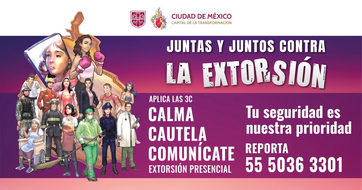 ¿Sabes cuáles son las #3C ante un caso de #ExtorsiónPresencial?
Mantén la #Calma, actúa con #Cautela y #Comunícate al teléfono de atención 24/7:  👇🏼55 5036 3301. ☎️

⚠️Tu denuncia es importante.

#JuntasYJuntosContraLaExtorsión